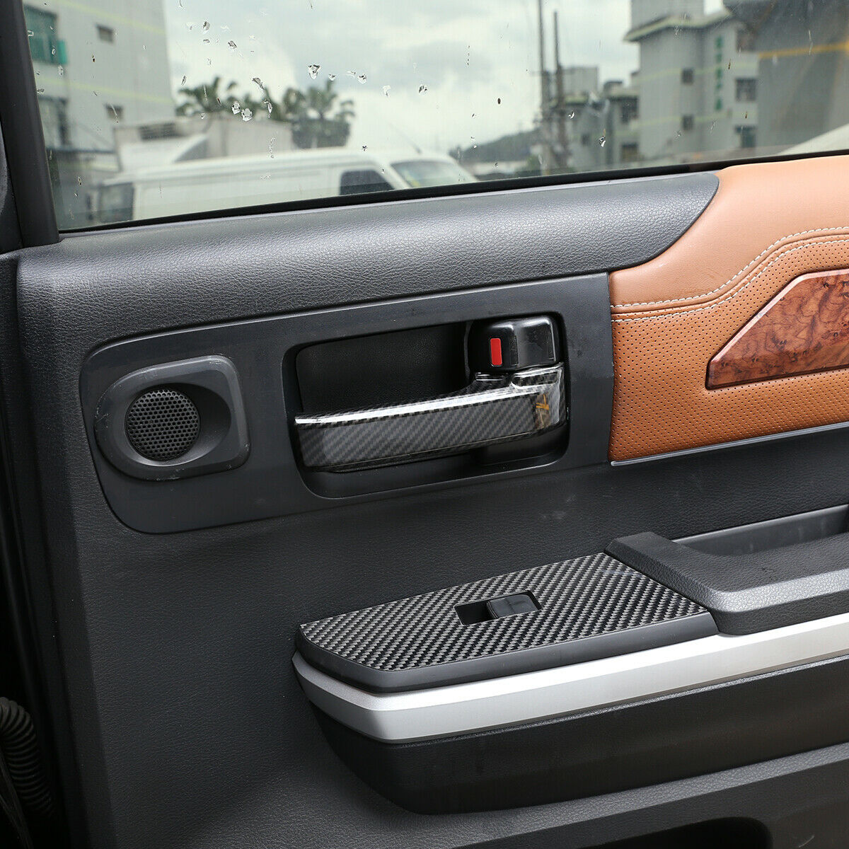 Carbon Fiber Look Inner Door Handle Cover Trim for Tundra 2014-2021