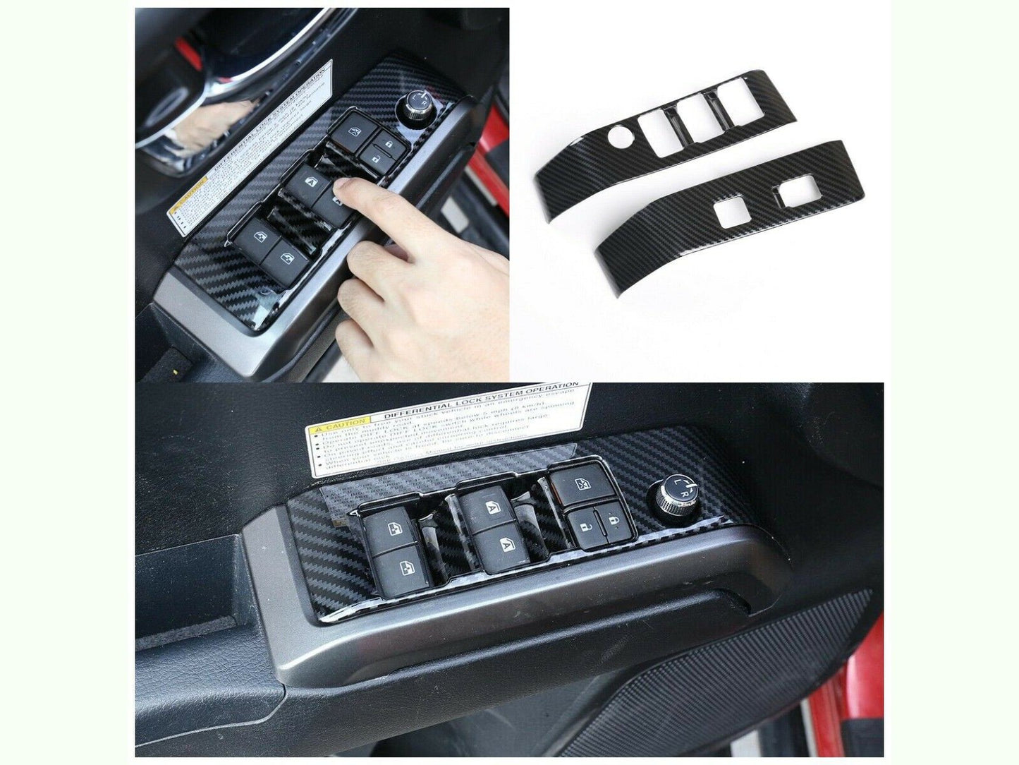 Carbon Fiber Look Door Window Switch Panel Accent Trim Fits 2016-2022 Tacoma