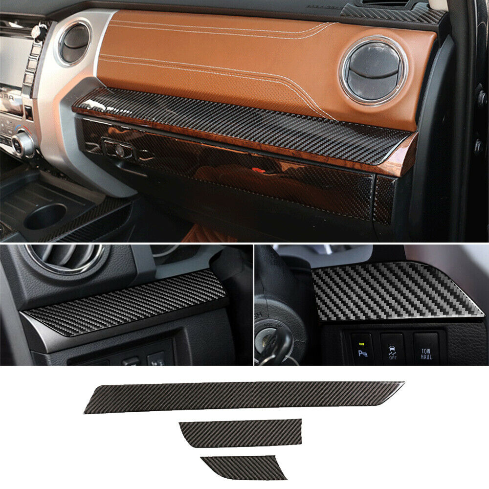 Carbon Fiber Look Center Console Dashboard Panel Cover Trim For Tundra 2014-2021