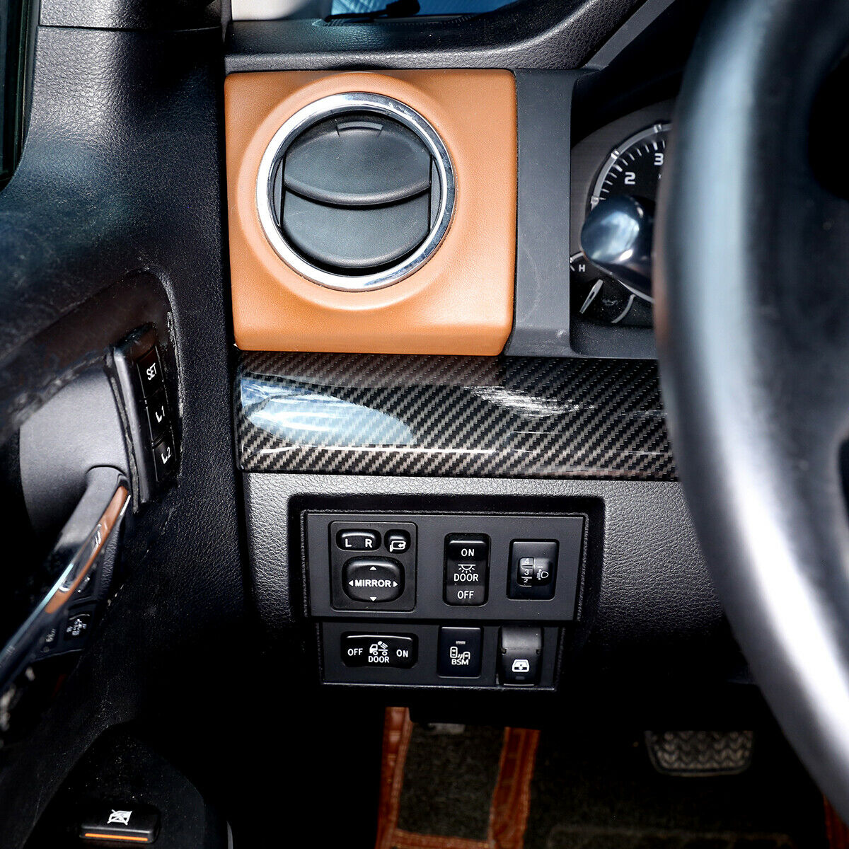 Carbon Fiber Look Center Console Dashboard Panel Cover Trim For Tundra 2014-2021