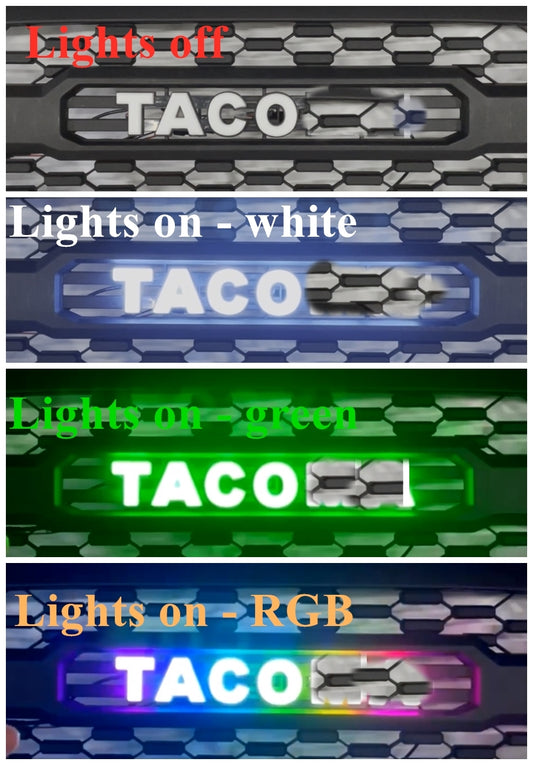 RGB LED Light Up Letters for 2005-2011 And 2012-2015 Tacoma Trd Pro Style Grille