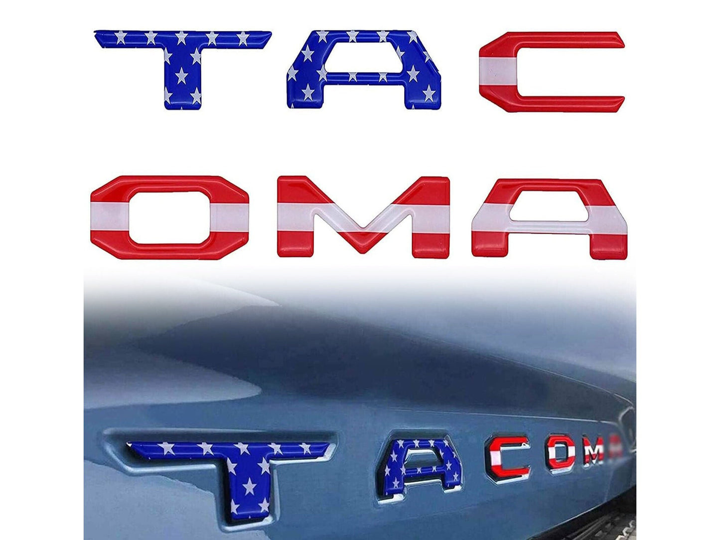 tacoma tailgate letters american flag