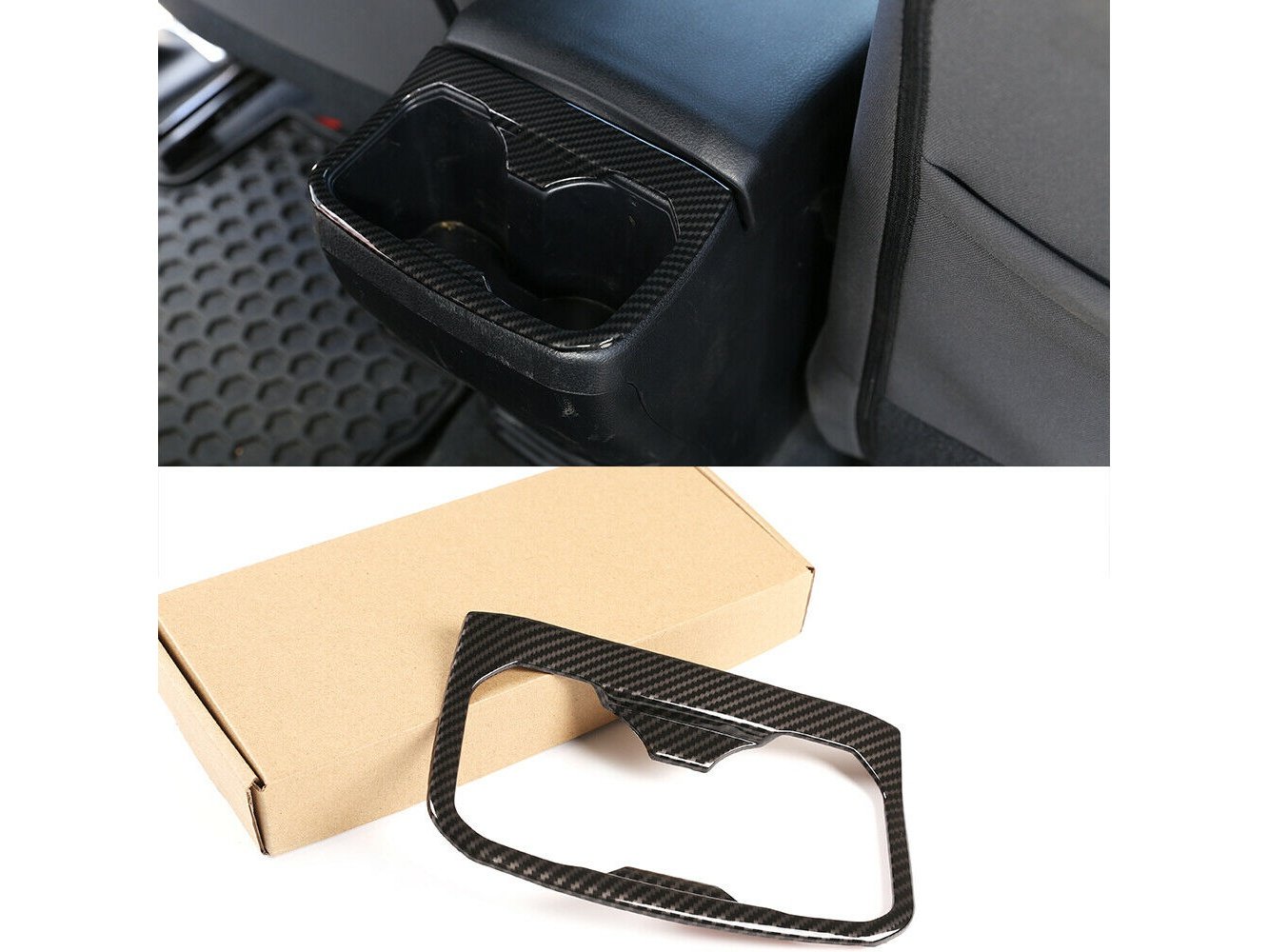 Carbon Fiber Look Rear Cup Holder Accent Trim FITS 2016-2022 Tacoma