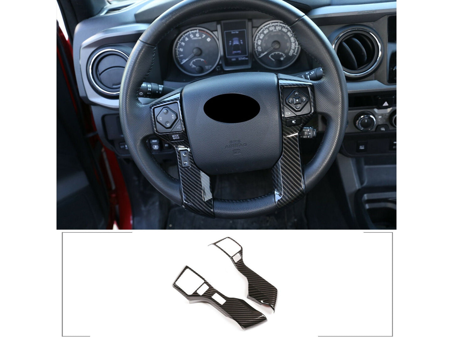 Carbon Fiber Look Steering Wheel Cover Trims for 2014-2017 Tacoma 4Runner Tundra